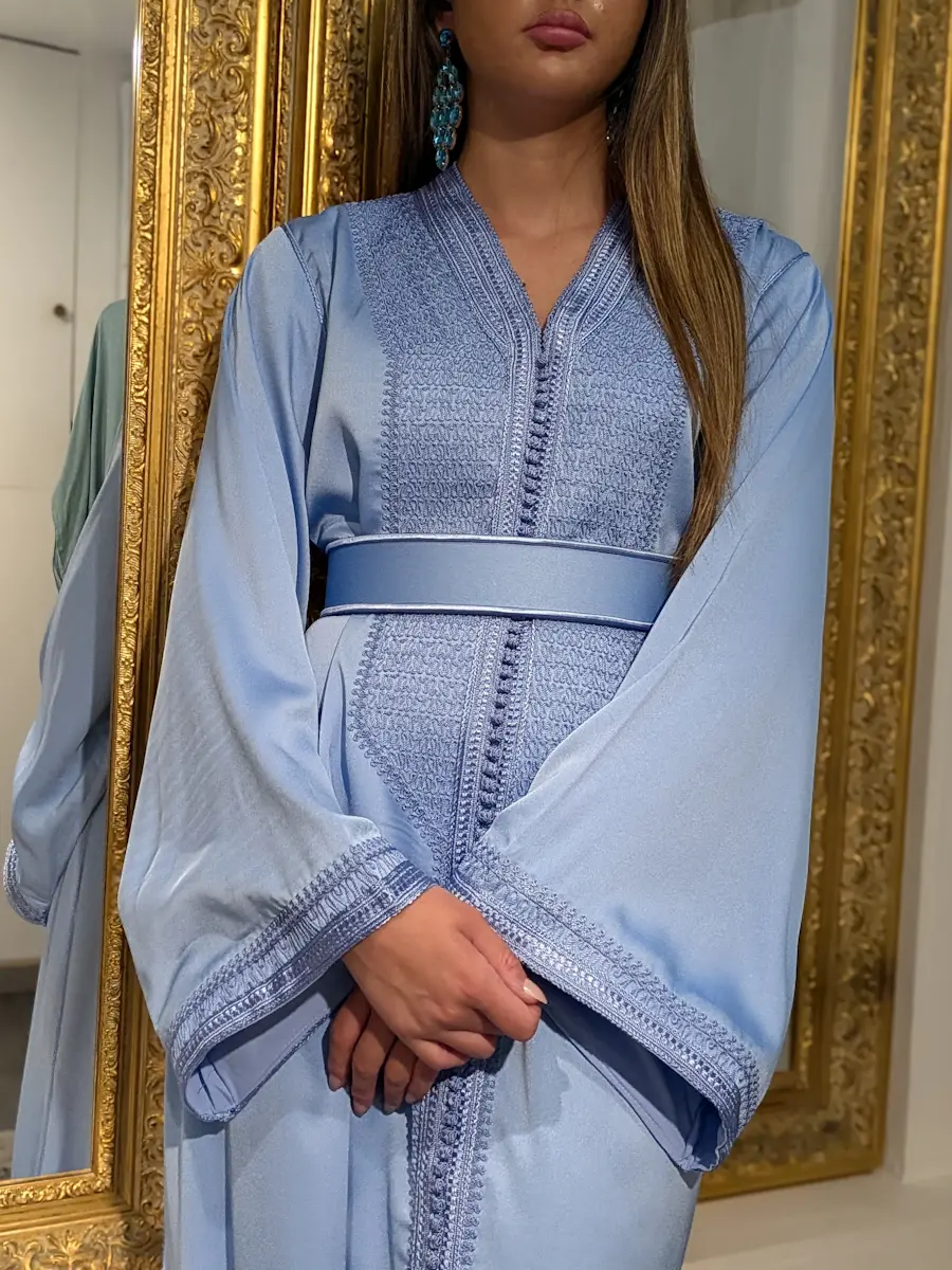 caftan broderie bleu ciel 10
