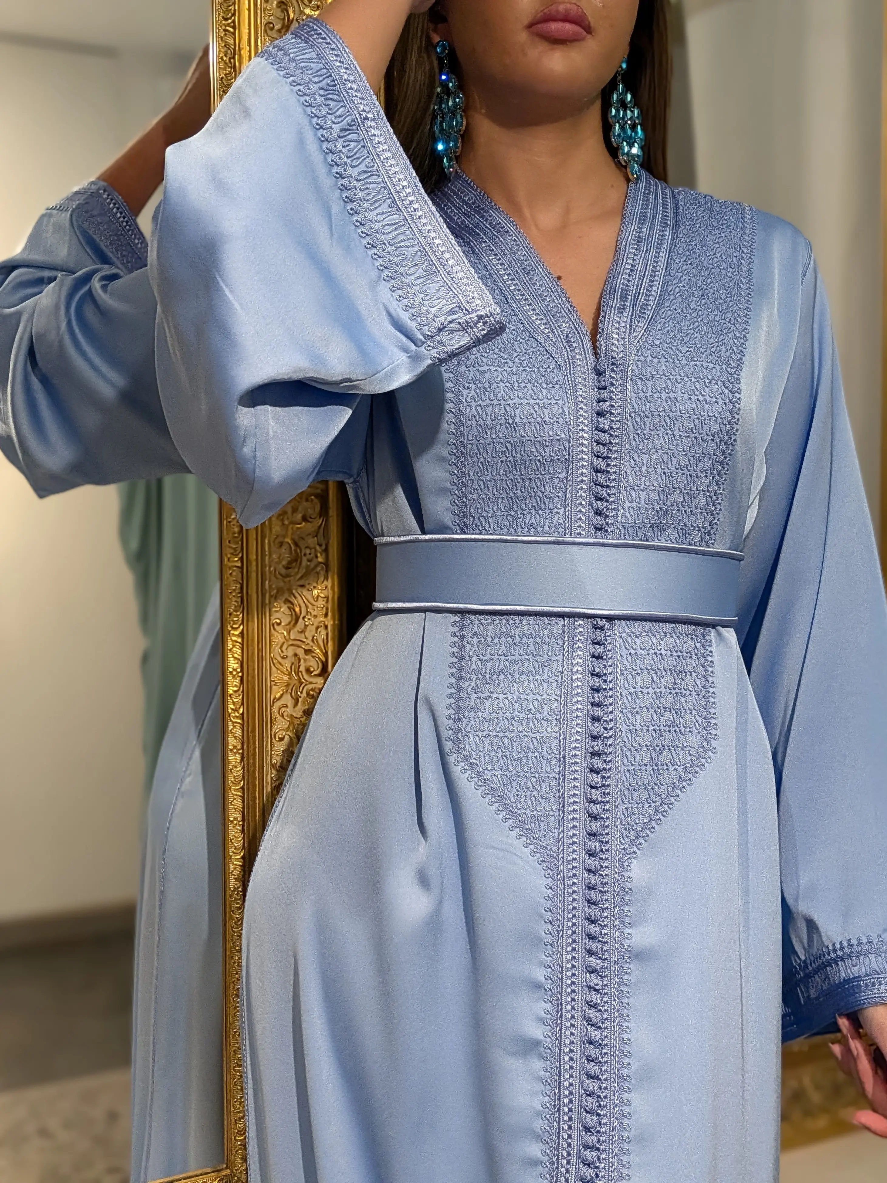 caftan broderie bleu ciel 12