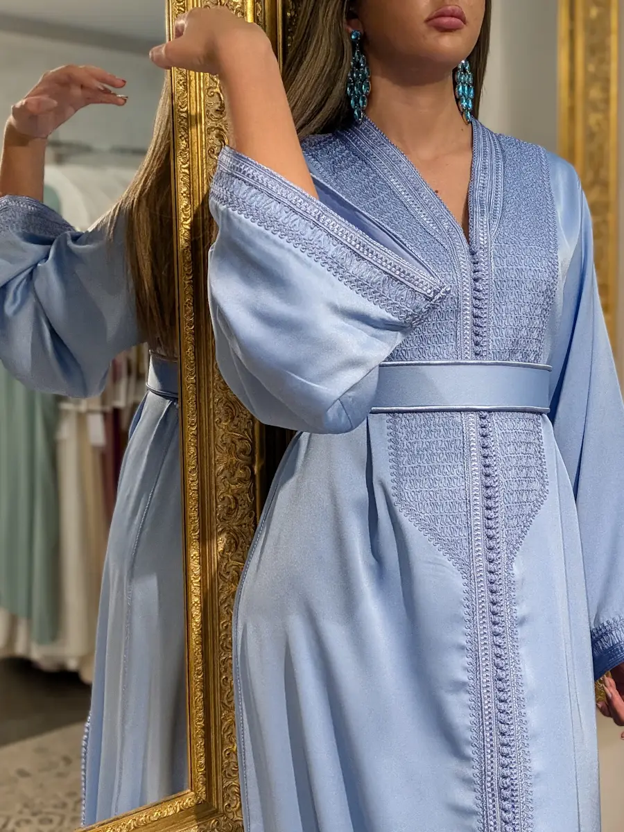 caftan broderie bleu ciel 13