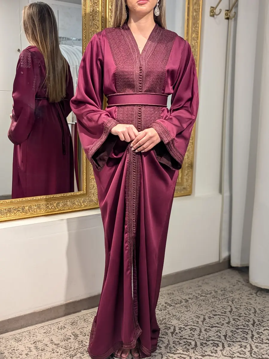 caftan broderie bordeaux 8