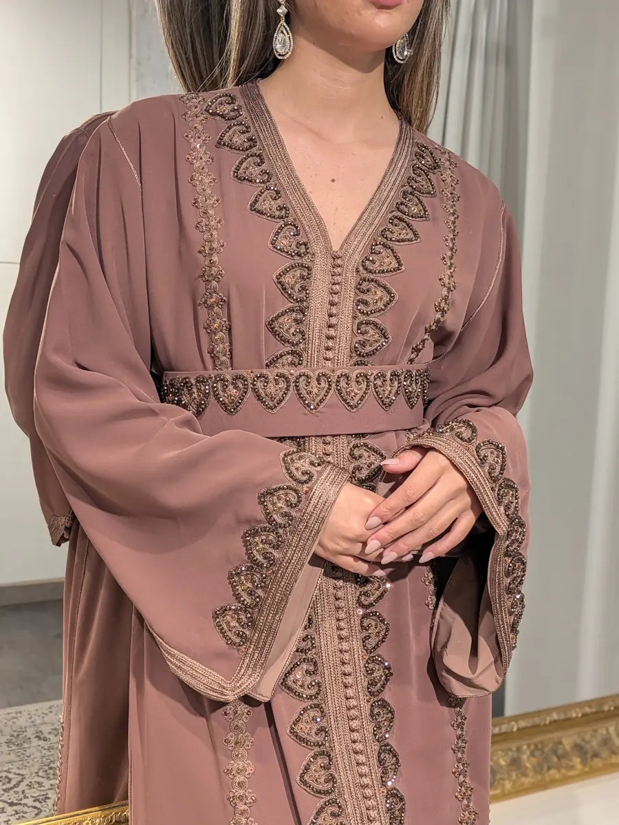 caftan zina rose et bleu canard (copie)