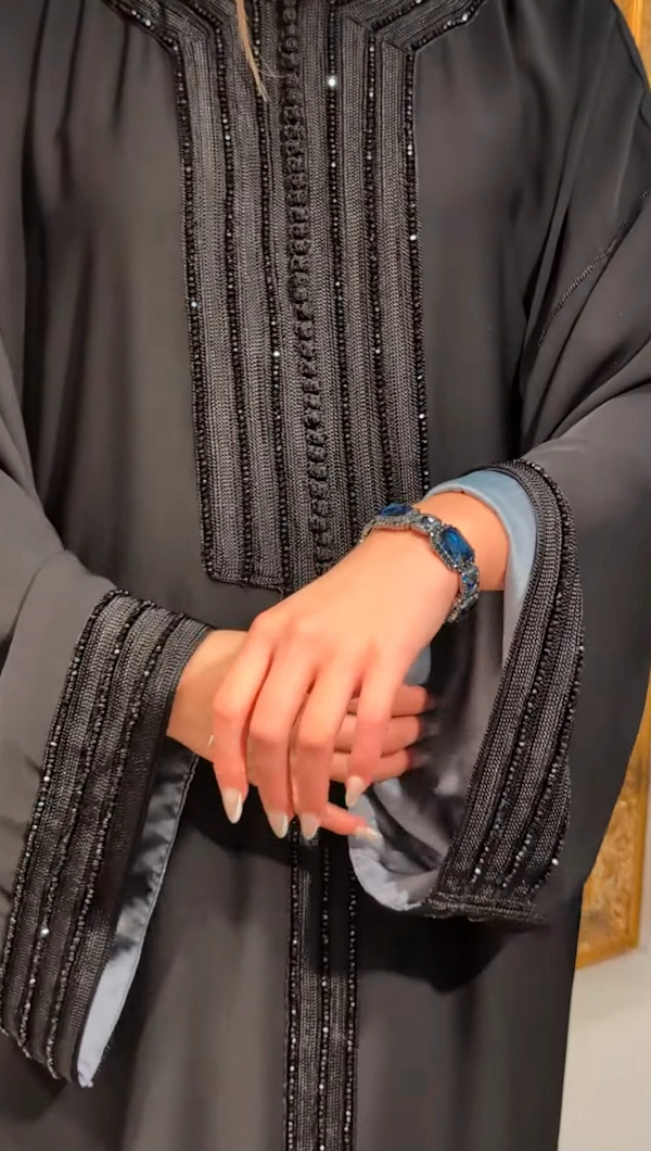 caftan victoria noir artisanat marocain